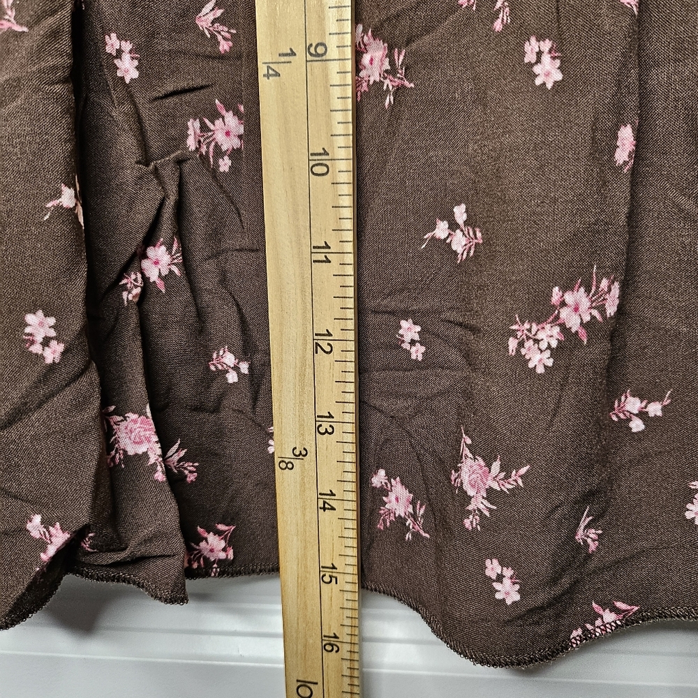 Womens Y2K Cami Top Size M Brown Floral Peplum Adjustable Straps Cottagecore - Picture 6 of 9
